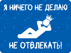 Табличка «Я ничего не делаю, не отвлекать!»